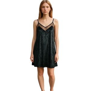 Lulu's Dress Womens Size L Black Mon Chaton Velvet Slip Whimsigoth‎ Sexy Mini